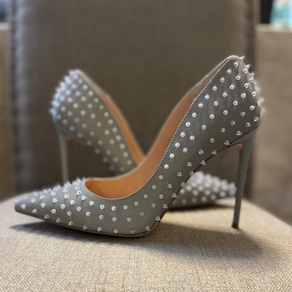 Grey studded heels